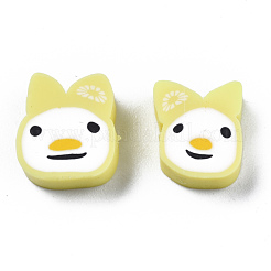 手作り樹脂粘土ビーズ  兎  淡いチソウ  9~12x8~9x4mm  穴：1.5mm&nbsp;CLAY-N011-030F