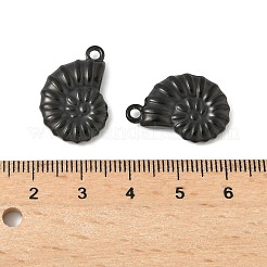 イオンプレーティング（IP）304ステンレスペンダント  シェル形状  ブラック  21x15x4~4.1mm  穴：2mm&nbsp;STAS-I105-42B