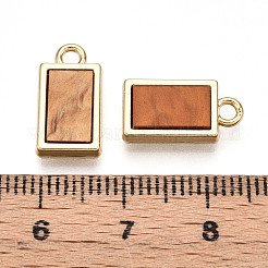 合金チャーム  セルロースアセテート  長方形  ゴールドカラー  15x8x3mm  穴：1.8~2mm&nbsp;PALLOY-N177-08G