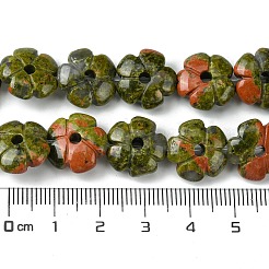 天然石ユナカイトビーズ連売り  花  14x14x5.5mm  穴：1.2mm  約29個/連  14.80''（37.6センチメートル）&nbsp;G-H023-B02-01