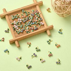ラックメッキ真鍮エナメルペンダント50個。  長持ちメッキ  カドミウムフリー＆ニッケルフリー  ナザールボンジュウをしたチェリー  ミックスカラー  11x7x2mm  穴：1.2mm&nbsp;KK-CJ0001-87