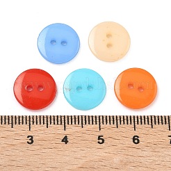 アクリルボタン  2穴  染め  フラットラウンド  ミックスカラー  12x2mm  穴：1.5mm&nbsp;BUTT-A008-02