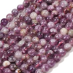 天然レピドライト/パープルマイカストーンビーズ連売り  ラウンド  6.8mm  穴：1mm  約57個/連  14.37''（36.5センチメートル）&nbsp;G-G160-A01-04