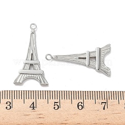 304ステンレスペンダント  エッフェル塔の魅力  変色防止  ステンレス鋼色  28x15x2mm  穴：1.6mm&nbsp;STAS-H483-32P