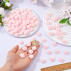 80 個の不透明な樹脂カボション  花バラ  ピンク  18.5x18x8mm&nbsp;RESI-DC0001-61C