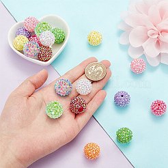 20個 10色 ABカラーメッキアクリルラインストーンビーズ  ベリービーズ  ラウンド  ミックスカラー  20x17.5~18mm  穴：2.5~3mm  2個/カラー&nbsp;OACR-PH0004-01