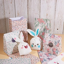 動物のテーマのプラスチックバッグと花の花のペーパーギフトバッグ  ミックスカラー  23.3x13.8cm&nbsp;ABAG-PH0002-32