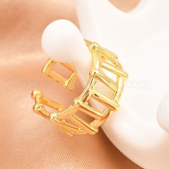 女性用真鍮カフリング  長持ちメッキ  ラックめっき  18KGP本金メッキ  11mm  調整可能&nbsp;RJEW-Z113-11G