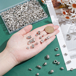 300個30スタイルチベットスタイルアロイビーズ  アンティークシルバー  4~12x2~10.5mm  穴：1~6mm  10個/スタイル&nbsp;FIND-ME0001-54
