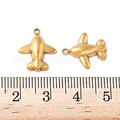 304ステンレスペンダント  飛行機チャーム  ゴールドカラー  15.5x13x3mm  穴：1.4mm&nbsp;STAS-K306-04G