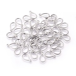 変色しにくい304ステンレススチールのオープンペンダント  ステンレス鋼色  12x7x0.8mm  穴：1mm&nbsp;STAS-F187-02P