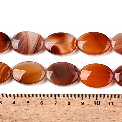 天然瑪瑙染めビーズ連売り  フラットオーバル  レッド  25x18~18.5x6~8mm  穴：0.8~0.9mm  約16個/連  15.75''（40センチメートル）&nbsp;G-T138-200