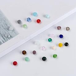 ガラスビーズ  多面カット  ロンデル  ミックスカラー  4x3mm  穴：0.4mm  24色  200個/カラー  4800個/箱&nbsp;EGLA-JP0002-04A-4mm