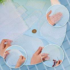 4スタイルのプラスチックメッシュキャンバスシート  バケツバッグの作り方テンプレート  毛糸作りに  ニットとかぎ針編みのプロジェクト  ホワイト  55~520x110~295x1.5~2mm&nbsp;DIY-TA0015-42