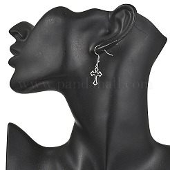 クロス 304 ステンレススチール ダングル イヤリング  ゴールデン·ステンレス鋼色  37x12mm  2のペア/セット&nbsp;EJEW-JE06692