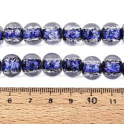 手作りの箔ガラスビーズ連売り  ロンデル  ブルー  11.5~12x9.5~10mm  穴：1.2~1.6mm  約30個/連  11.42~11.81インチ（29~30cm）&nbsp;FOIL-Q002-01A-01