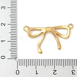 304ステンレススチール製蝶結びコネクターチャーム  ゴールドカラー  17x28x3mm  穴：1.6mm&nbsp;LS-STAS-R162-04G