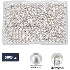 真鍮ビーズ  ラウンド  銀  5mm  穴：1.5mm&nbsp;FIND-SP0002-25D