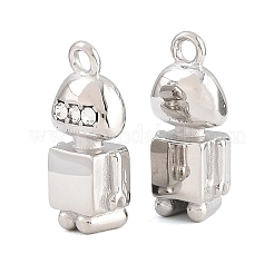 304ステンレススチールラインストーンペンダント  ロボットチャーム  ステンレス鋼色  18.5x8x6mm  穴：1.6mm&nbsp;RB-CBA02E8-04P