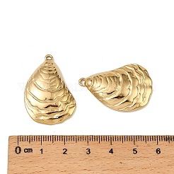 304ステンレスペンダント  シェル形状  14KGP本金メッキ  32.5x22.5x1.5mm  穴：1.8mm&nbsp;STAS-D384-09G