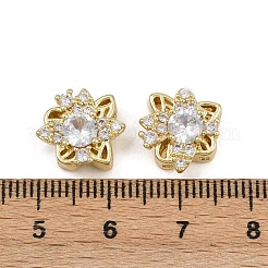真鍮パヴェキュービックジルコニアマルチ連リンク  長持ちメッキ  花  ゴールドカラー  透明  13x11.5x6mm  穴：1.9mm&nbsp;ZIRC-F145-02G-02