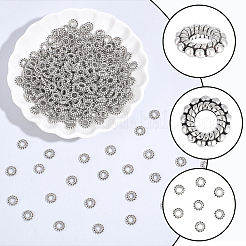 チベットスタイルの合金ビーズ300個。  カドミウムフリー＆鉛フリー  ドーナツ  アンティークシルバー  8x2mm  穴：3mm&nbsp;TIBEB-PA0001-17
