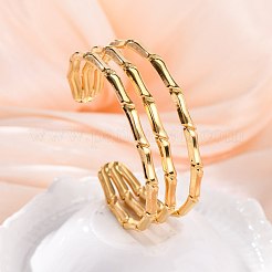 女性用304ステンレススチールカフバングル  竹  7/8インチ（2.15cm）  内径：2-1/4インチ（5.65cm）&nbsp;BJEW-P347-02A