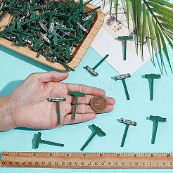 鉄PPプラスチックブローチベースセッティング90個  T字型  グリーン  44x25.5x7.5mm&nbsp;FIND-ME0003-53