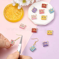 12本6色合金エナメルペンダント  ラジオ  ゴールドカラー  ミックスカラー  11x15x5mm  穴：1.5mm  2個/カラー&nbsp;FIND-CJ0005-76