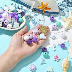 天然木製ビーズ  混合図形  混合図形  9~20x15~26x5.5~6mm  穴：2~4mm  合計：100個/セット&nbsp;WOOD-CJ0002-D