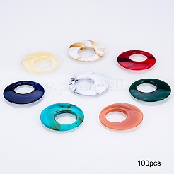 アクリルパーツ  天然石風  フラットラウンド  ミックスカラー  47x5mm  穴：2mm  約100個/500g&nbsp;OACR-T007-05-M