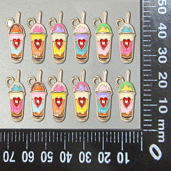 60本6色合金エナメルペンダント  ミルクティーカップ  ライトゴールド  ミックスカラー  21x10.5x3.5mm  穴：2mm  10個/カラー&nbsp;ENAM-CJ0003-14