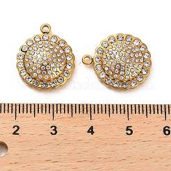 304ステンレスペンダント  ラインストーン付き  ひまわりチャーム  14KGP本金メッキ  19x16x6mm  穴：1.6mm&nbsp;STAS-L022-083G
