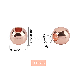 真鍮ビーズ  ロンデル  ローズゴールド  4x3.5mm  穴：1.5mm  約50個/袋  2袋/箱  100個/箱&nbsp;KK-UN0001-02