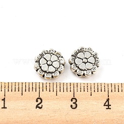 チベット風合金ビーズ  鉛フリー＆カドミウムフリー  花  アンティークシルバー  9x9x3mm  穴：1mm  約1086個/1000g&nbsp;PALLOY-F307-06AS