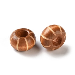 シマの木彫りのヨーロッパ風ビーズ  ロンデル  大穴ビーズ  ペルー  9x14.5mm  穴：6mm&nbsp;WD-CBACBB7-02D