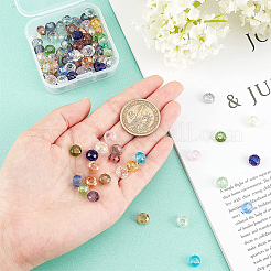 混合色のファセット付きロンドルガラスビーズ直径8ミリメートルジュエリーのための大きな穴のビーズ  約100個/箱&nbsp;GLAA-PH0002-02M