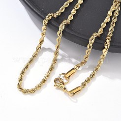 304ステンレススチールロープチェーンネックレス  カニカン付き  18KGP本金メッキ  17.7インチ（45cm）  3mm&nbsp;NJEW-F226-03G-05