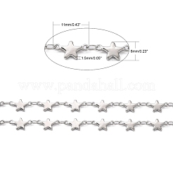 変色しにくい304ステンレススチール製装飾チェーン  ハンダ付け  スターコネクタ付き  ステンレス鋼色  11x6x1.5mm&nbsp;CHS-E001-02P