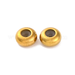 イオンプレーティング（IP）202ステンレスビーズ  内部のゴムと  スライダービーズ  ロンデル  ゴールドカラー  7x3.5mm  穴：1.5mm&nbsp;STAS-P238-01G-03