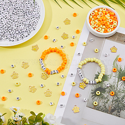 DIY 文字ビーズブレスレット作りキット  プラスチックビーズを含む  アクリルビーズ  合金ペンダントと伸縮性のあるコード  ミックスカラー  6x6x6mm  穴：3.2mm&nbsp;DIY-DC0004-05