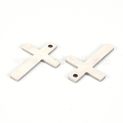 変色しない201ステンレススチールペンダント  レーザー切断  クロス  ステンレス鋼色  28x19.5x2mm  穴：2mm&nbsp;STAS-Q238-017