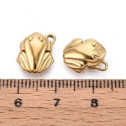 304ステンレススチールチャーム  カエルのチャーム  14KGP本金メッキ  13x10.5x4mm  穴：1.5mm&nbsp;STAS-N109-171G