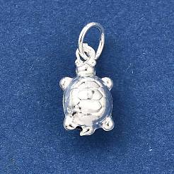 スターリングシルバーのタートルチャーム990個  丸カン付き  銀  12.5x7x5.5mm  穴：4mm&nbsp;STER-D306-01S
