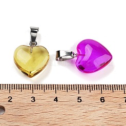 ガラスチャーム  ステンレススチールと鉄の金具付き  ハート  ミックスカラー  19x16x8mm  穴：7x4mm&nbsp;FIND-A043-08P