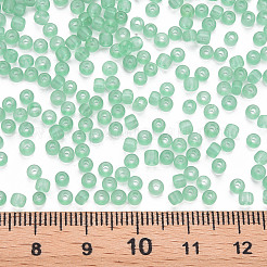 8/0透明ガラス種ビーズ  丸い穴  つや消し色  ラウンド  ミディアムアクアマリン  3~4x2~3mm  穴：0.8mm  約15000個/ポンド&nbsp;SEED-S048-H-011