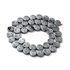 合成磁気無しヘマタイトビーズ連売り  陰陽  10x3mm  穴：1mm  約42個/連  15.87インチ（40.3cm）&nbsp;G-H303-B20