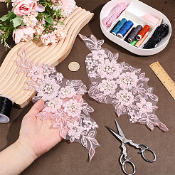 ポリエステル製装飾品1組  花  スパンコールと模造真珠付き  ピンク  330x143x7mm&nbsp;DIY-HY0003-54A