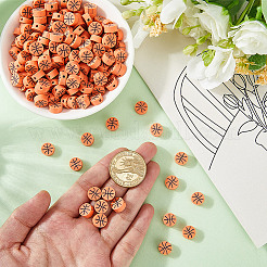 300個の手作りポリマークレイビーズ  スポーツ用品  バスケットボール  9.5x4mm  穴：1.8mm  100個/袋&nbsp;CLAY-PA0001-31A