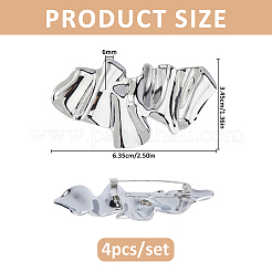 バックパック用合金ラペルピン4個  テクスチャー  プラチナ  34.5x63.5x6mm&nbsp;JEWB-FH0003-26P